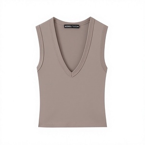 Chaleco de Mujer Transpirable, Ecológico, Tallas Grandes, Alta Elasticidad, Bordado, Manga Corta/Sin Mangas, Cuello Cuadrado, Color Sólido - Product Image 2