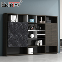 Bureau de direction moderne de luxe Ekintop avec bibliothèque assortie, solution de mobilier de bureau tout-en-un, ensemble de table de direction