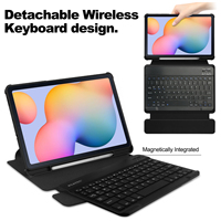 Selubung pelindung Putar 360 ° transparan, Keyboard nirkabel untuk Samsung Galaxy Tab S6 Lite 2024 Tablet kompatibel pengisian daya