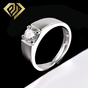 Cincin perak murni 925 cincin janji Moissanite bulat untuk pria - Product Image 2