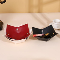 Boîte de rangement carrée pliable en cuir PU, plateau de rangement créatif pour bureau, organisateur multi-usages pour bijoux, clés, pièces de monnaie