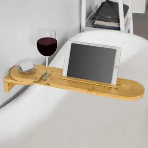 Moderno Estante Giratorio <span class=keywords><strong>de</strong></span> Bambú para <span class=keywords><strong>Bañera</strong></span>, Soporte <span class=keywords><strong>de</strong></span> Pared para <span class=keywords><strong>Bañera</strong></span>, <span class=keywords><strong>Bandeja</strong></span> <span class=keywords><strong>de</strong></span> Baño - Product Image 1
