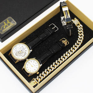 Ensemble bracelet de montre de luxe pour couple avec boîte belle montre à quartz avec design et <span class=keywords><strong>calendrier</strong></span> à la mode - Product Image 2