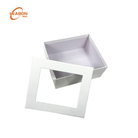 Boîte rigide de luxe réutilisable en papier avec fenêtre transparente en PVC, ruban en organza et nœud, estampage en relief, pour cadeau de mariage
