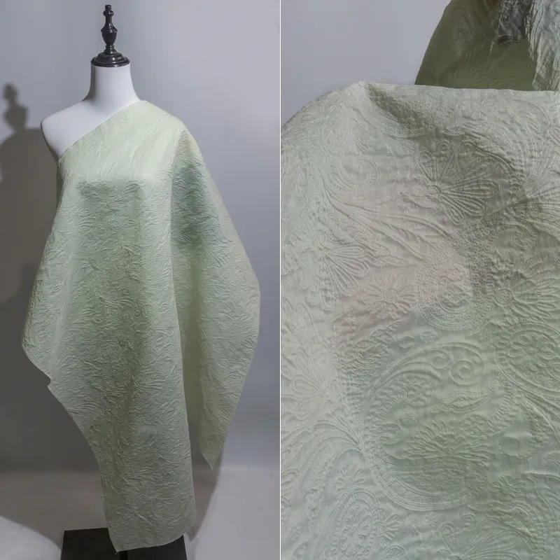 KEER fabrika özel toptan sdm16clothing hafif ince bahar yaz paisley desen iplik dokuma polyester/pamuk jakarlı kumaş giyim için