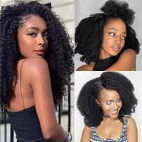 Extensions de cheveux humains à clips 4B 4C Afro Kinky Curly, invisibles, sans couture, vierges, naturelles, avec trame de peau
