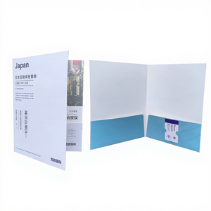 Dossiers de bureau écologiques en papier recyclé imperméable avec emplacement pour cartes de visite, personnalisables et imprimés sur mesure pour entreprises - Product Image 1