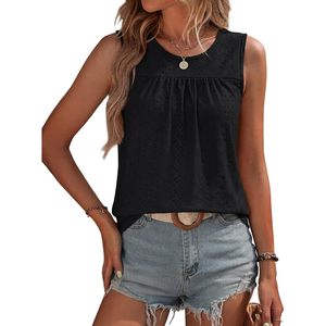 FOXA Débardeur sans manches pour femme 100% Coton à motifs ajourés respirant coupe ample pour l'été, décontracté, plage et vacances - Product Image 1