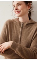 Maßgefertigter Kaschmir-Pullover Damen Winter Casual Kapuzen-Strickjacke mit Reißverschluss