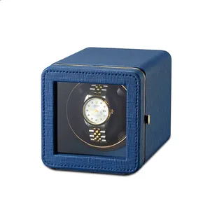 New Design Blue Black Brown Green Mini Leather Auto Stop Led Watch Winder Box
