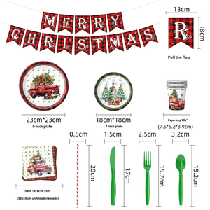 Ensemble de vaisselle jetable en papier sur le thème du Père Noël pour la décoration de fête de Noël - Product Image 3