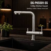 Robinet de cuisine DOGO en acier inoxydable, système de filtration d'eau 5 voies, avec eau chaude et froide, robinet extractible 5 en 1