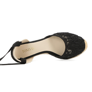 Sandales d'été pour femmes à <span class=keywords><strong>talon</strong></span> compensé haut, à bride cheville, bout fermé, plateforme épaisse, style espadrilles, sexy, à lacets - Product Image 6