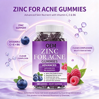 Gummies au zinc OEM pour l'acné 50mg Vitamines A, C, E, Nicotinamide, Thé vert, Cynorrhodon – Complément alimentaire pour une peau claire – Marque privée