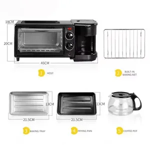 Hot sale Smart Multi Function Toast Toasters Oven Coffee Pot Frying Pan 3 in 1 breakfast makers Machine