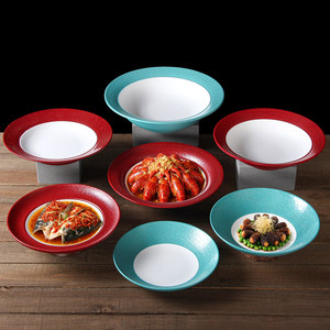 Xiangyuan <b>melamine</b> tableware <b>plates</b>, exquisite plating for restaurants and hotels, hot dish <b>plates</b>, commercial creative - Product Image 1
