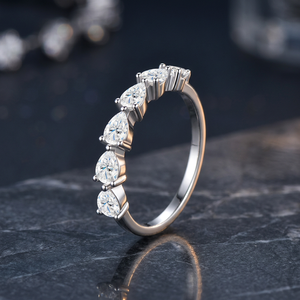 Luxury Round Brilliant Cut Moissanite Rhodium Plated Claw Setting 925 Sterling Silver Stacking Eternity Band <b>Rings</b> Women - Product Image 1