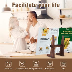 Kochbuchständer aus Kiefernholz, Rezepthalter für die Küchentheke, Tablet- und Telefonständer, zum Kochen, Lesen, Präsentieren, Heimküchen-Dekoration - Product Image 4