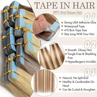 Extensions de Cheveux Humains à Bandes Injectées Invisible Sans Couture Aligné Cuticule Nouées à la Main pour Vente en Gros