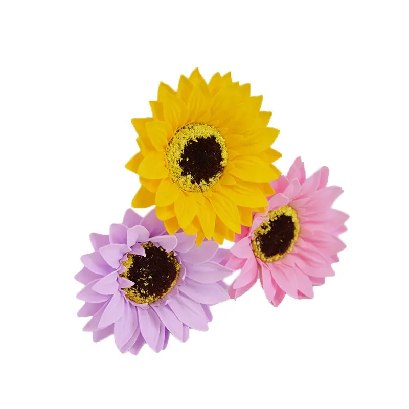 Christmas Decorations Hot Sale Artificial Sunflowers Head For Cartoon Gift Box Bouquets Soap Flower