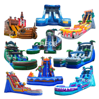 Parc aquatique amusant, château gonflable commercial en PVC, toboggan aquatique sec et humide gonflable pour la location de fêtes