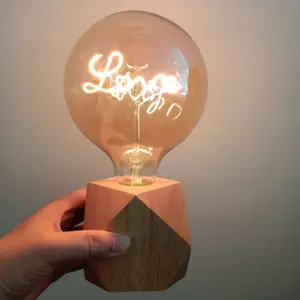 Lâmpada led de madeira sem fio 4.5v, lâmpada para mesa led com filamento usb