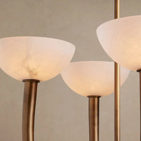 Lustre moderne en albâtre de 22 pouces pour restaurant, cuisine, bar, style américain simple, 4 lumières, en laiton avec abat-jour en albâtre