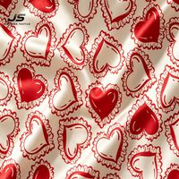 Tissu en satin de soie 100 % polyester imprimé numérique à motif de fleurs en forme de cœur rouge, prix de gros, pour robes
