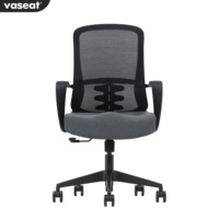 Chaise de bureau pivotante contemporaine en nylon de haute qualité, robuste, noire, avec support lombaire ergonomique et accoudoirs réglables pour le personnel de travail