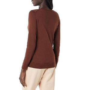 Suéter de punto de corte ajustado con cuello en V personalizable de fábrica de Bangladesh para mujer, estilo informal de Color sólido a bajo precio - Product Image 2