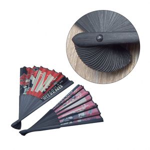 Éventail personnalisé QM avec logo imprimé, en tissu, bois, bambou, papier, pliable, pour mariage - Product Image 2