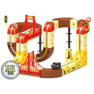 KSF Nuevo SETM Cubos Magnéticos Pista de Tren Flexible, Sets de Pistas de Carreras de Coches, 101 Piezas, Juguete de Pista de Riel Eléctrico Mágico DIY para Niños - Product Image 1