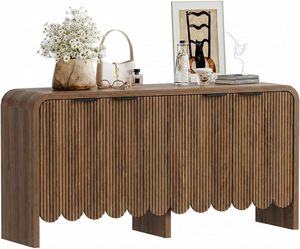 <span class=keywords><strong>Buffet</strong></span> à 4 portes cannelées de 59 pouces avec étagères réglables, panneau en bois épaissi anti-basculement - Salon/Salle à manger/<span class=keywords><strong>Cuisine</strong></span>/Entrée - Product Image 3