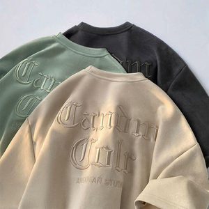 <span class=keywords><strong>T</strong></span>-<span class=keywords><strong>shirt</strong></span> da uomo nera pesante, di alta qualità, con grafica oversize, personalizzabile con ricamo 3D - Product Image 2