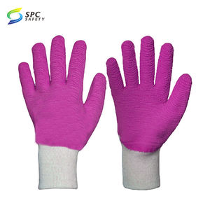 CheapJersey doublure tricoté poignet paume vert vague froissé finition main sécurité travail Latex entièrement trempé enduit froissé gants - Product Image 4