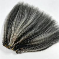 Extensions de cheveux humains raides et bouclés couleur piano gris argenté et noir, tissage en trame pour femmes, 100g