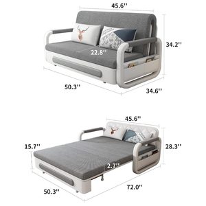 Hiện đại màu be lười biếng góc nhỏ kéo ra gấp đi văng sofa giường sofa vua có thể gập lại đơn đôi giường sofa - Product Image 6