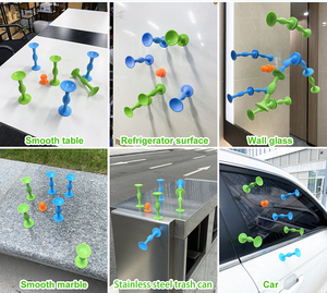 Lot de 6 fléchettes de sport écologiques pour l'extérieur et l'intérieur, à pointe souple avec ventouses, 3 bleues et 3 vertes, avec ailettes en silicone, pour jeux de lancer - Product Image 5