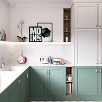 Armoires de cuisine en acier inoxydable de haute qualité thème vert antirouille avec style design français pour villas appartements hôtels centres commerciaux