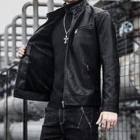Veste en cuir PU pour homme 2025, veste en cuir décontractée slim et surdimensionnée pour homme, veste en cuir à col montant zippée tendance pour homme