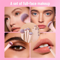 Ensemble professionnel de 12 pinceaux de maquillage rose pâle, pinceaux en fibres synthétiques vegan de qualité supérieure, pinceaux cosmétiques à étiquette privée, ensemble d'outils