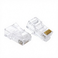 Conector RJ45 Cat6 8P8C UTP, Enchufe Ethernet con Contactos Chapados en Oro para Terminación de Cable LAN Cat5e/Cat6 (Transparente)