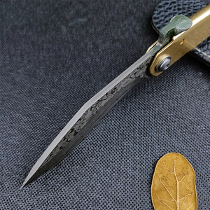 Coltello Tascabile Giapponese <span class=keywords><strong>Higonokami</strong></span>, Coltello Pieghevole con Lama in Acciaio Damascato e Manico in Rame, Coltelli da Sopravvivenza, Strumenti Tattici per Caccia e EDC - Product Image 5