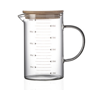 Taza Medidora Moderna Ecológica de Vidrio Borosilicato Transparente Resistente a Altas Temperaturas con Tapa y Asa 1000ML/500ML/350ML - Product Image 6