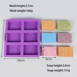 6 Cavities Pattern Silicone Soap <b>Mold</b> Rectangular DIY Handmade Soap Making <b>Mold</b> for Resin <b>Candle</b> Chocolate - Product Image 2