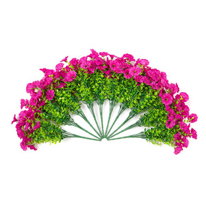 Hecho a mano estilo europeo interior/exterior resistente a los rayos UV Artificial 7-tenedor eucalipto flor Gadern decoración del hogar para la escuela trasera - Product Image 5