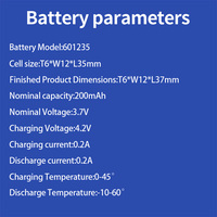 Batterie LiPo rechargeable au lithium polymère 3,7 V 200 mAh 601235 pour montre connectée, traceur GPS, appareil portable OEM