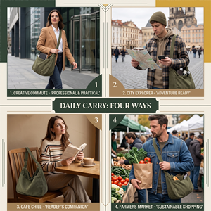 Bolso Tote de Lona Personalizado de Gran Capacidad con Múltiples Bolsillos, Bolso Bandolera para Mujer y Hombre, Bolso Mensajero Informal para el Verano - Product Image 3