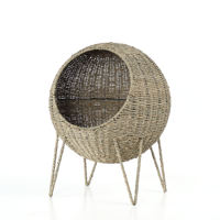 Nid pour chat en jonc de mer naturel, écologique, moderne, ventilé, robuste, facile à nettoyer, pour chatons et chats d'intérieur, salon