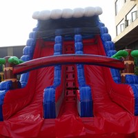 Toboggan aquatique gonflable commercial de 5,5 m (18 pieds) à double piste avec piscine profonde intégrée pour location événementielle, enfants et adultes